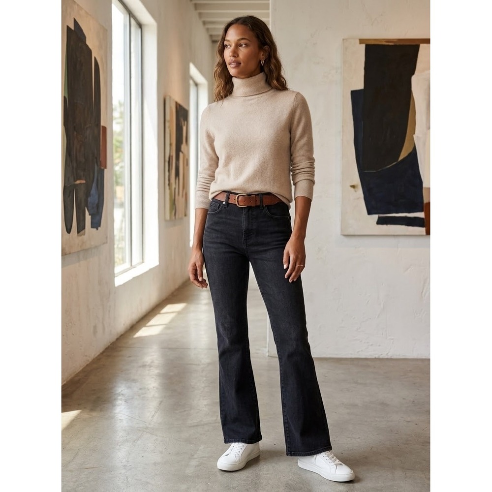 Madewell The Perfect Vintage Flare Jean Black Petite 27P High Rise Denim